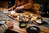 PREMIUM LINE KAASMESSENSET 5PCS ZWART MET SERVEERPLANK ACACIA