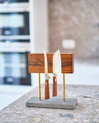 Style de Vie -  MESSENBLOK MAGNETISCH WALNOOT MET NATUURSTENEN VOET