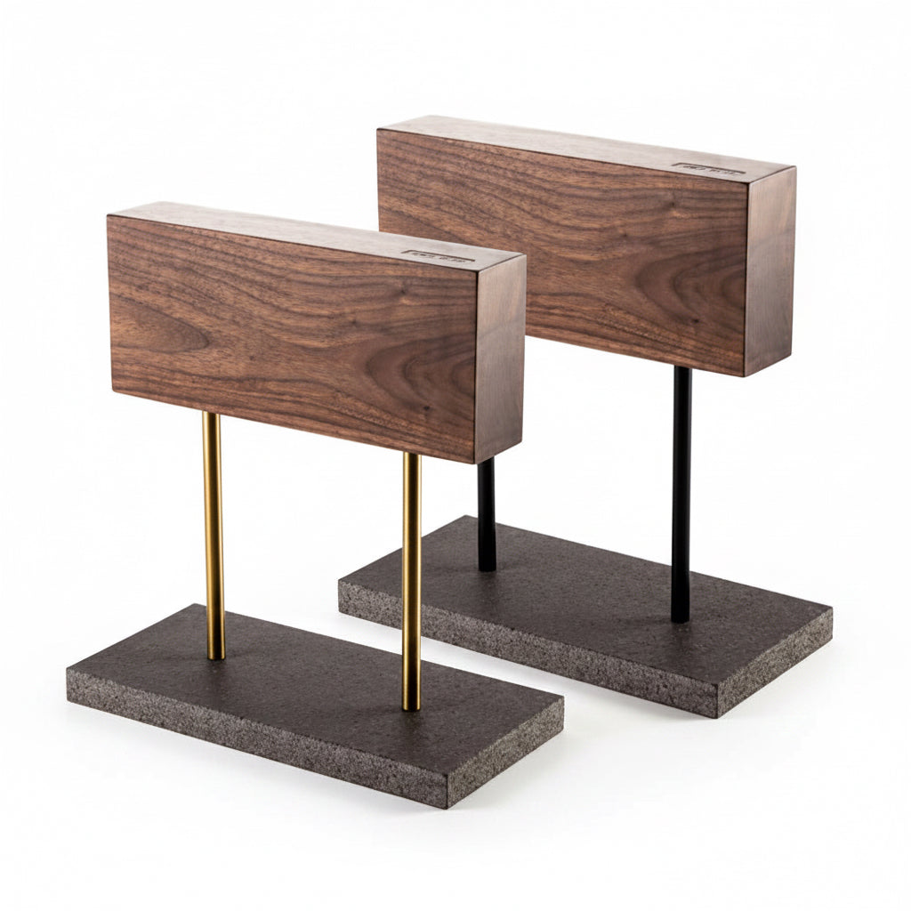 Style de Vie -  MESSENBLOK MAGNETISCH WALNOOT MET NATUURSTENEN VOET