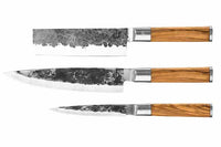 Forged Olive Messenset 3-delig – Koksmes, Hakbijl & Huishoudmes