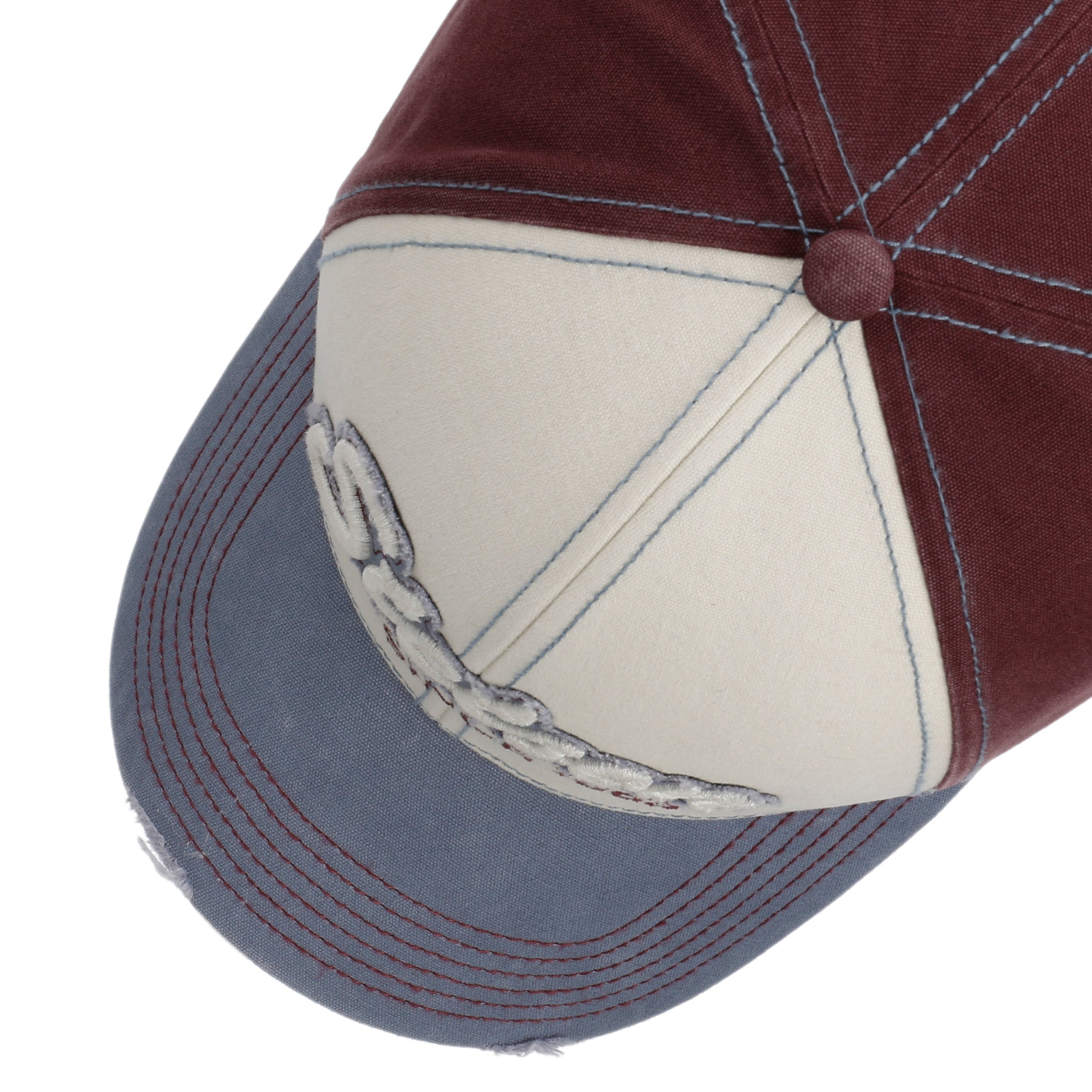 Baseball Cap Vintage Distressed - Light Blue/Red