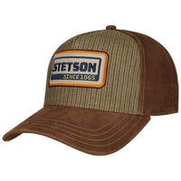 Trucker Cap  Cotton Linen Stripe - Brown/ Olive stripe