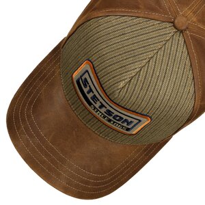 Trucker Cap  Cotton Linen Stripe - Brown/ Olive stripe