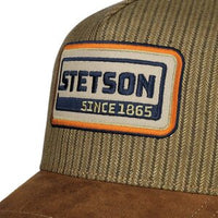 Trucker Cap  Cotton Linen Stripe - Brown/ Olive stripe