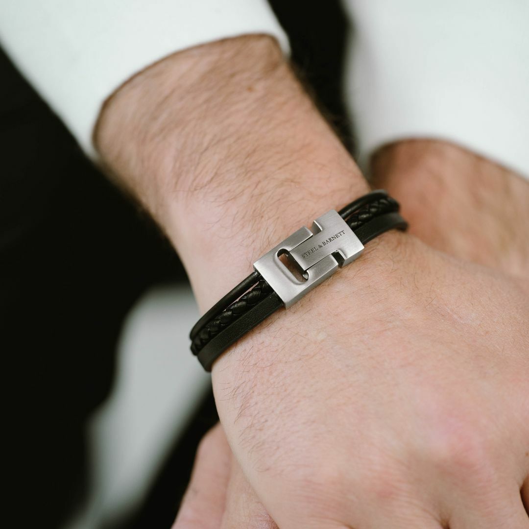 Steel & Barnett - Leather Bracelet Casual Cole – Black