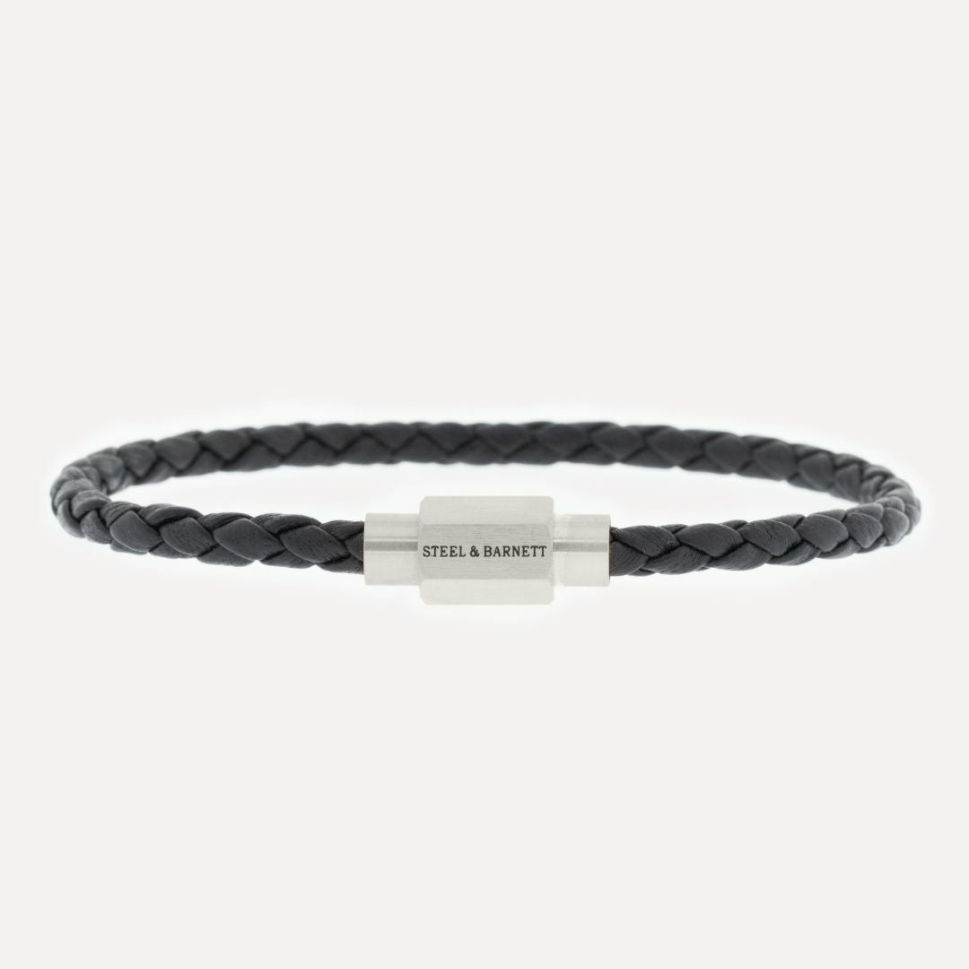 Steel & Barnett - Leather Bracelet Luke Landon – Black Silver