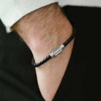 Steel & Barnett - Leather Bracelet Luke Landon – Black Silver