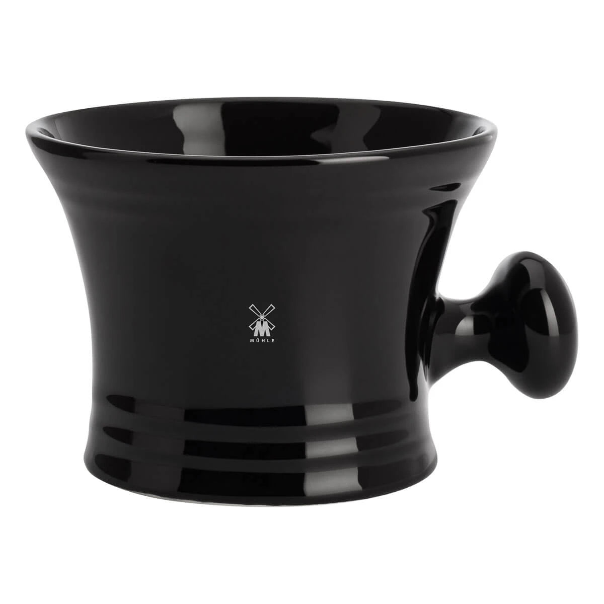 MÜHLE Scheerkom – Zwart porselein met handvat