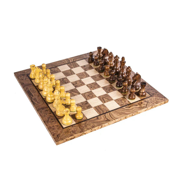 Manopoulos - Walnut Burl Schaakset 40x40 cm