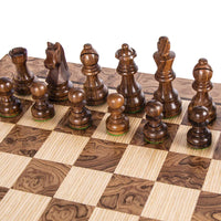 Manopoulos - Walnut Burl Schaakset 40x40 cm