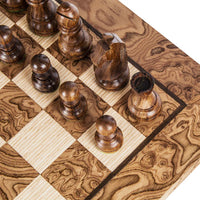 Manopoulos - Walnut Burl Schaakset 40x40 cm