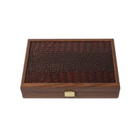 Manopoulos - Luxe Domino Set - Brown Leather Crocodile