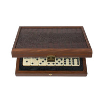Manopoulos - Luxe Domino Set - Brown Leather Crocodile