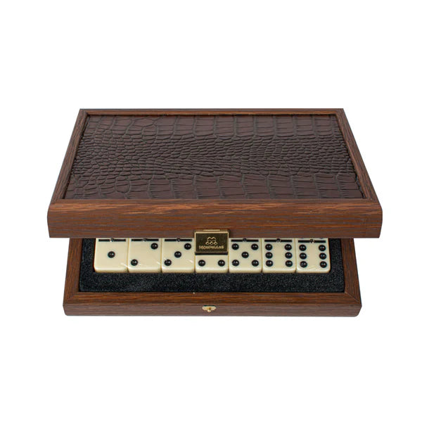 Manopoulos - Luxe Domino Set - Brown Leather Crocodile
