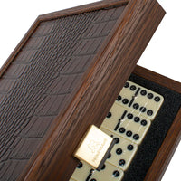 Manopoulos - Luxe Domino Set - Brown Leather Crocodile