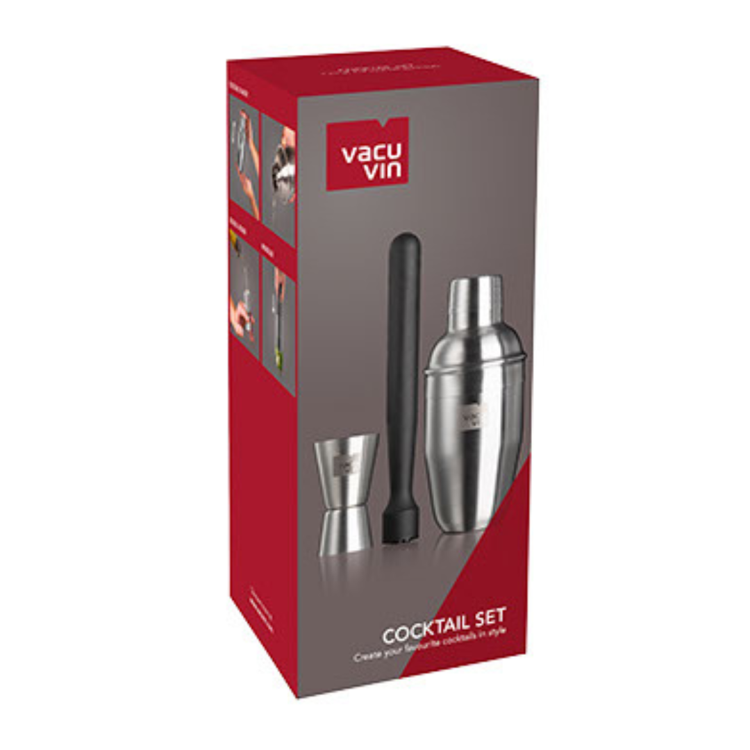 COCKTAILSET BASIC 3 PCS – SHAKER 350ML – STAMPER – BARMAATJE 15-30ML – Vacu Vin