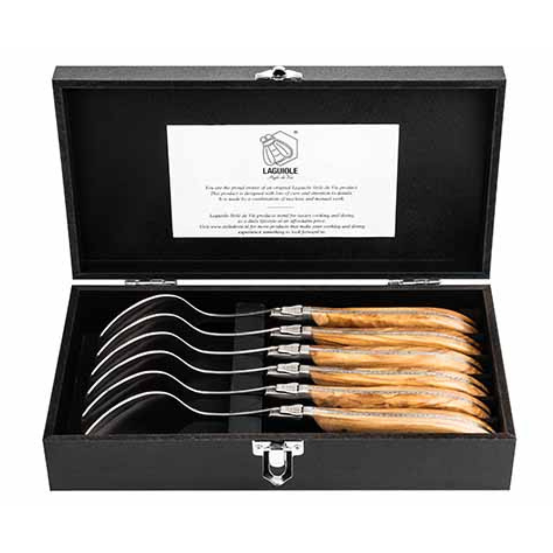 LUXURY LINE LEPELS SET 6 OLIJFHOUT – Laguiole