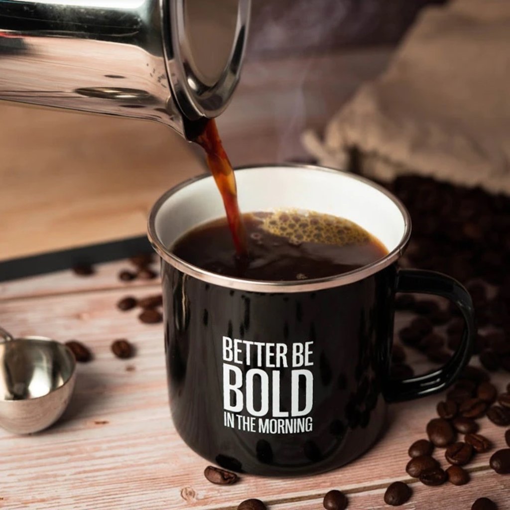 Better Be Bold - Emaille Koffie Kop “No More Bad Hair Days”  380 ml