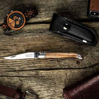 LUXURY LINE ZAKMES ZEBRANO HOUT INCL. AANZETSTAAL EN LEREN HOES – Laguiole