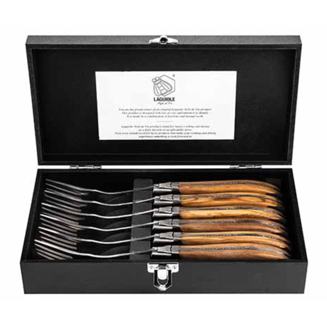 LUXURY LINE VORK SET 6 OLIJFHOUT – Laguiole