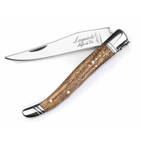 LUXURY LINE ZAKMES ZEBRANO HOUT INCL. AANZETSTAAL EN LEREN HOES – Laguiole