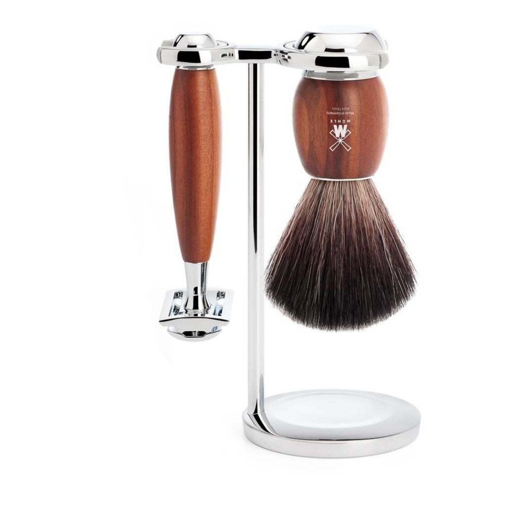 MÜHLE VIVO Scheerset  Pruimenhout - Safety Razor - Black Fibre